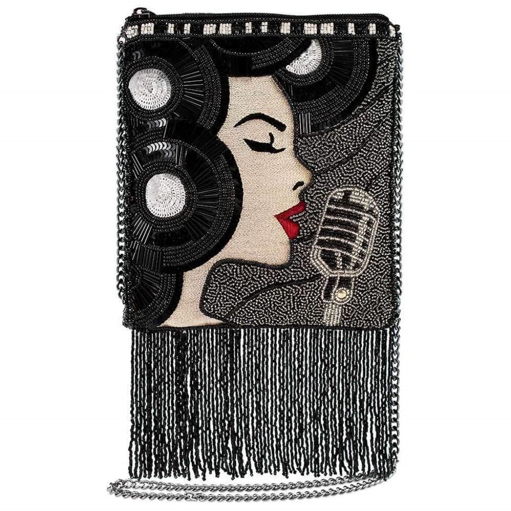 Mary Frances Motown Diva Beaded Fringe Crossbody Clutch